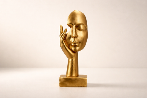 Abstrakte Gesichts-Skulptur in Gold