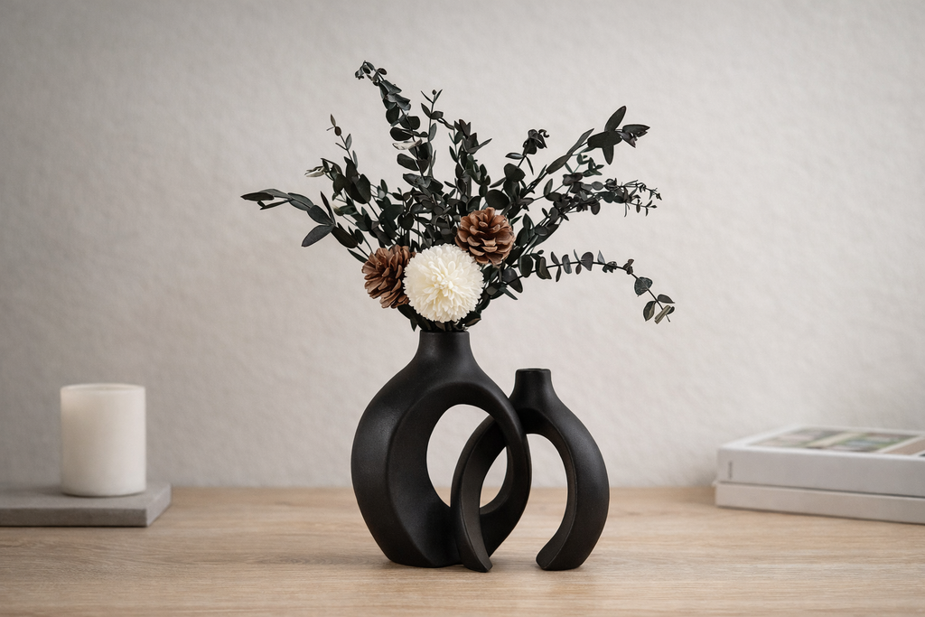 Nordische Keramikvase – Modernes 2er-Set